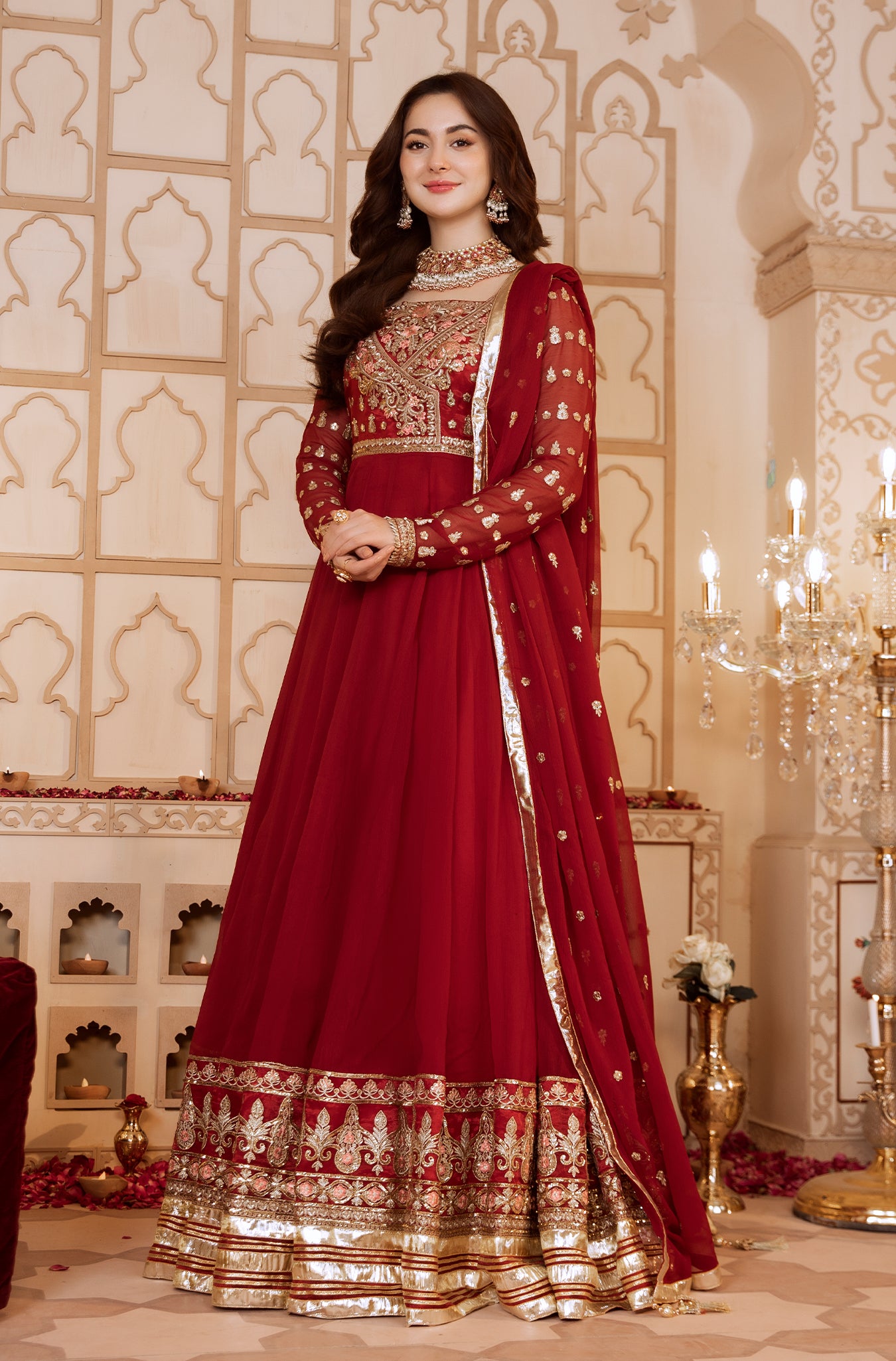 hania amir red dress Hania Amir EC677 | Unstitched | luxury Wedding Red Embroidered